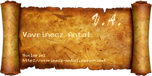 Vavrinecz Antal névjegykártya